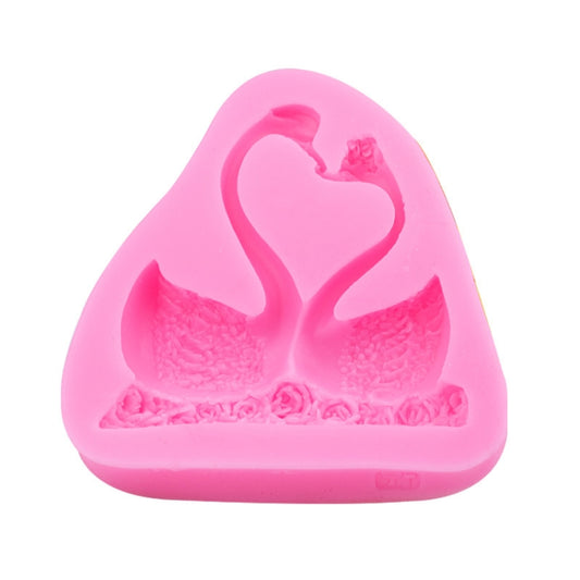 2 PCS Double Swan Rose DIY Fondant Baking Cake Liquid Silicone Mold by bashfashion