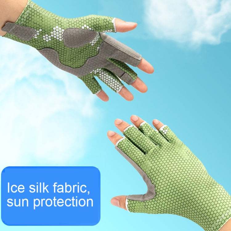 Ice Silk Half Finger Fishing Gloves Sunscreen Riding Gloves, Size: L/XL (Blue Honeycomb) by bashfashion
