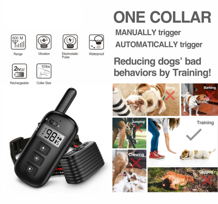 Remote Control Trainer Dog Collar Automatic Bark Stop Device, Specification: 1 Drag 2 (Orange+Red) by bashfashion