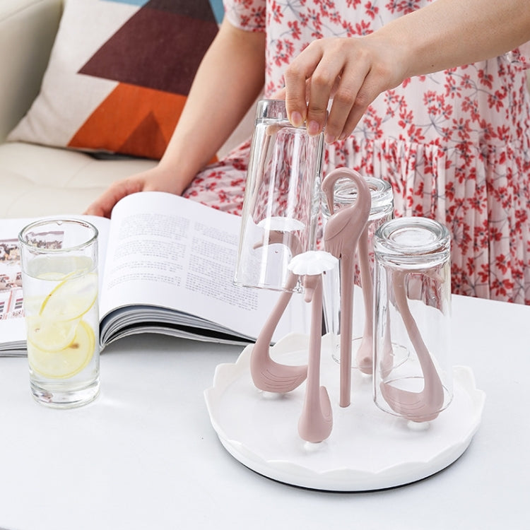 Home Portable Drainer Cup Holder With Rotatable Tray, Specification: Six Cups(Light Pink) by bashfashion