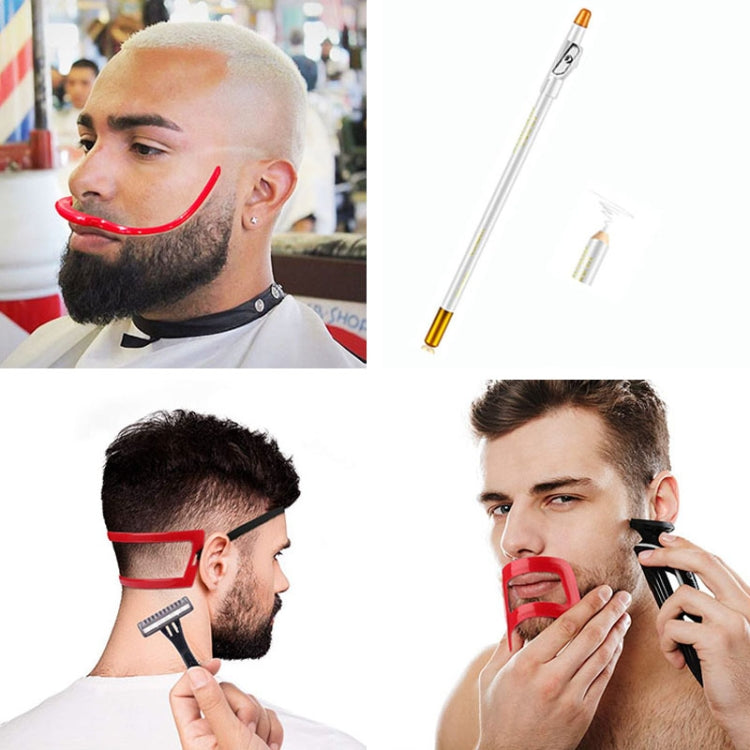 2 Sets Beard Styling Board Shaving Barber Tools, Style: Shape Ruler+Pen+Bearded Model by bashfashion
