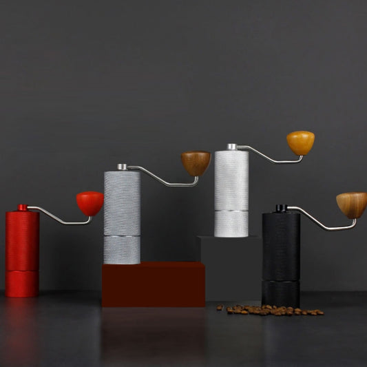 CNC Stainless Steel Hand Crank Coffee Bean Grinder, Specification: Seven Corner Red by bashfashion