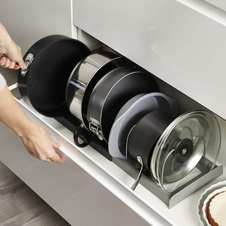 Adjustable Kitchen Shelf Kitchenware Cutting Board Pot Cover Telescopic Shelf by bashfashion