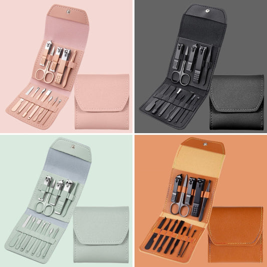 Nail Art Tool Set Nail Clippers Dead Skin Scissors Manicure Tool, Specification: 12 In 1 Matcha Green by bashfashion