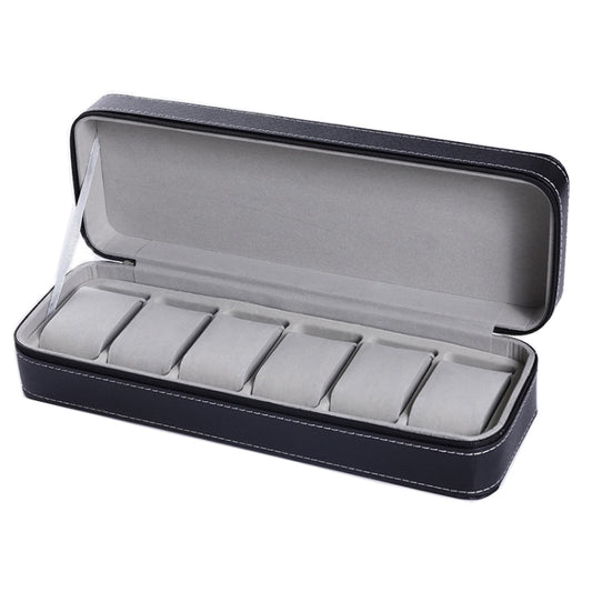 6 Bit Zipper Watch Box Storage Display Box PU Zipper Bag Watch Box(Black) by bashfashion