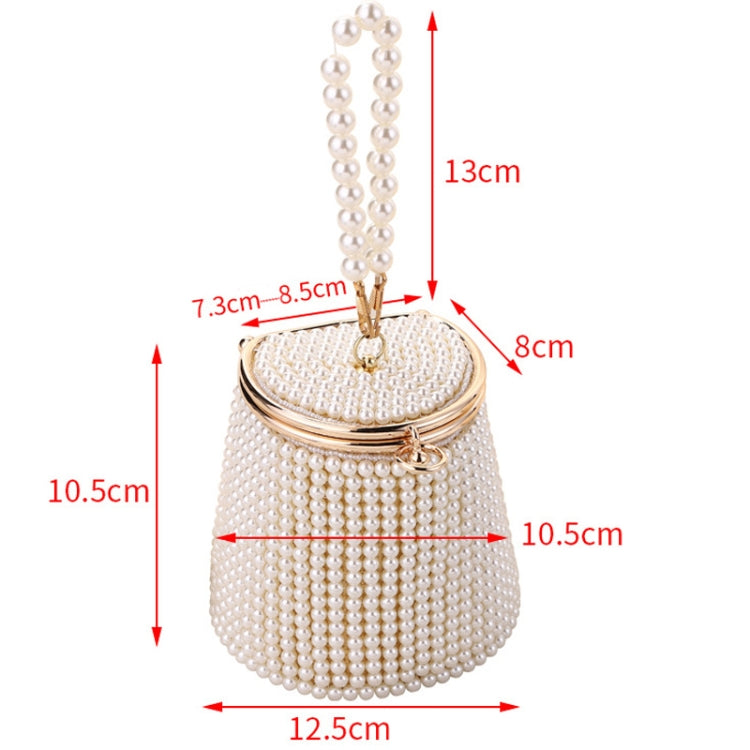Pearl Evening Bag Mini Tote Pearl Bucket Bag, Color: White Bottom Beige Pearl by bashfashion