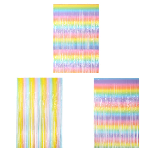 2 PCS 2M Birthday Party Decoration Background Rain Curtain(Vertical Bar Gradient) by bashfashion