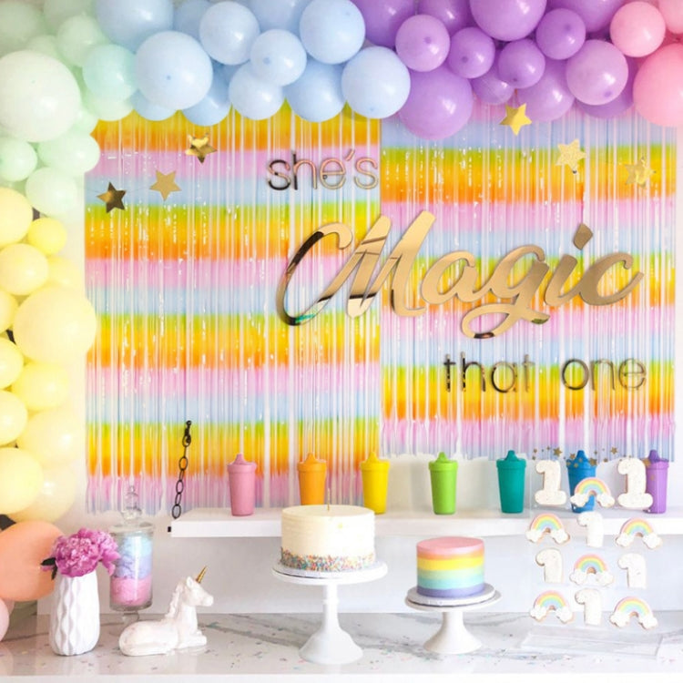 2 PCS 2M Birthday Party Decoration Background Rain Curtain(Vertical Bar Gradient) by bashfashion