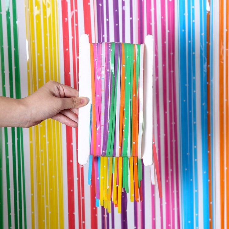 1x2.5M Splicing Color Rain Curtain Birthday Party Surprise Arrangement Props(Star) by bashfashion