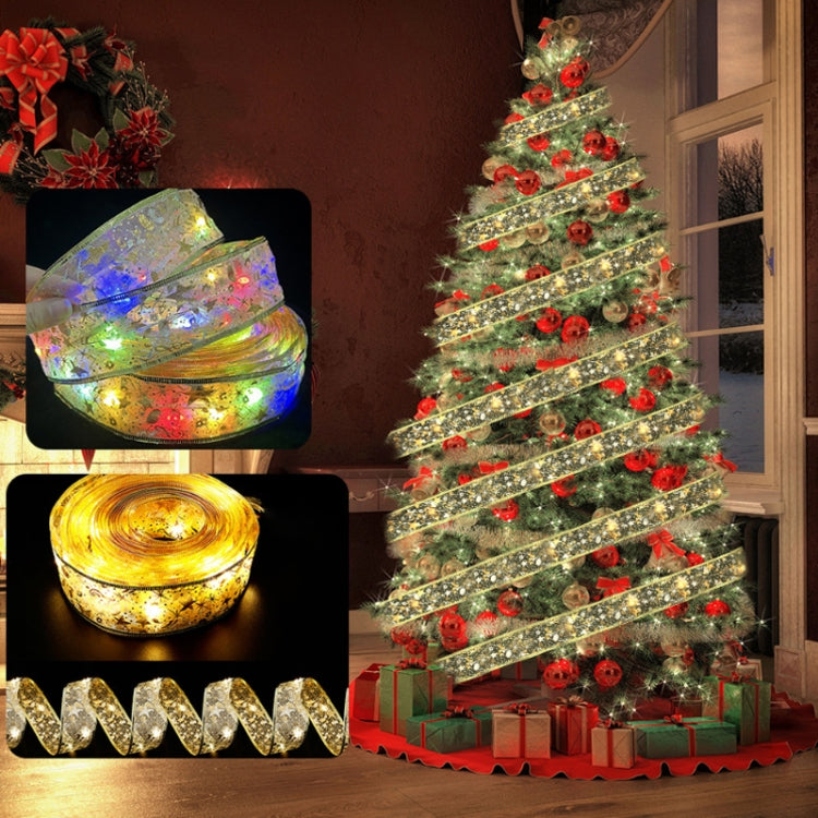 Christmas LED Lights Bronzing Double Ribbon String Lights, Specification: 2m(Silver Color Light) by bashfashion