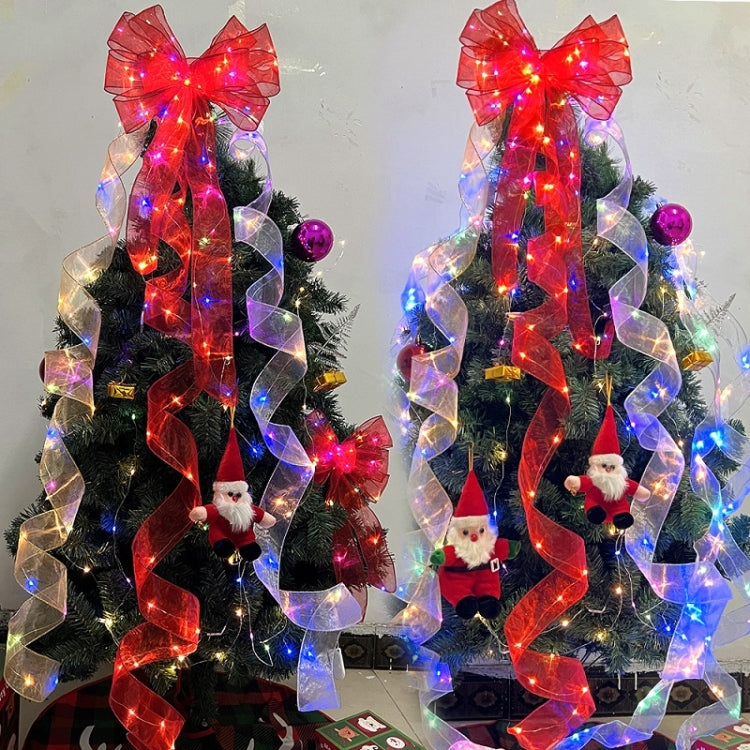 Christmas Ornament Double Light Board Yarn Ribbon String Lights, Specification: 20m(Red Color Light) by bashfashion