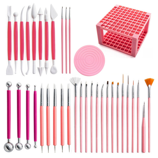 37 In 1 Pottery Tool Set Includes Carving Knife & Turntable & Brush & 96-hole Easel by bashfashion