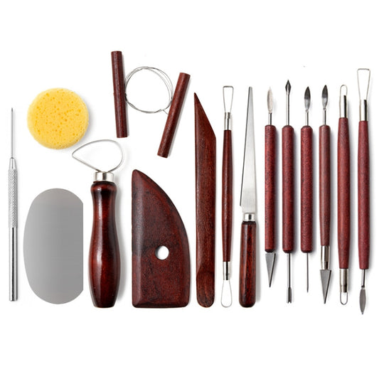 15 In 1 Pottery Tools Set Includes Clay Carving Knife & Detailing Needle Scraper Sponge Cutter by bashfashion