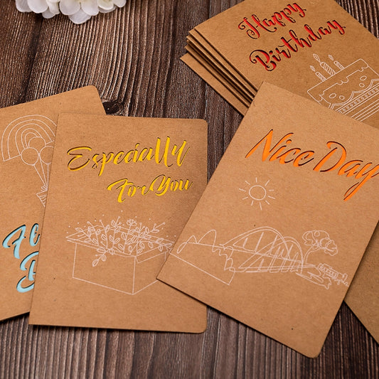 10 PCS Retro Hollow Kraft Blessing Card with Envelope(Love You) by bashfashion