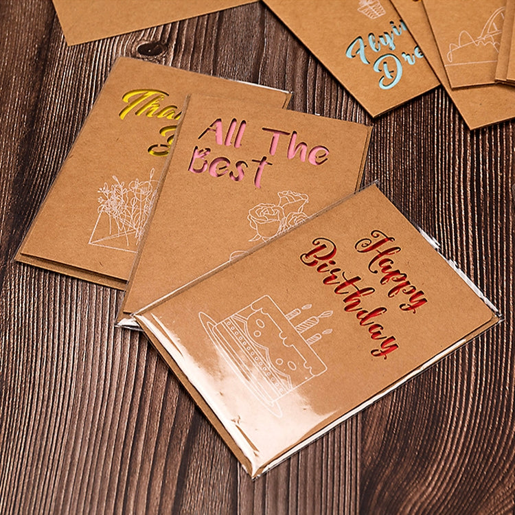10 PCS Retro Hollow Kraft Blessing Card with Envelope(A Beautiful Day) by bashfashion