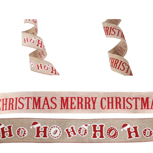 Christmas Letters DIY Imitation Linen Roll Decoration Gift Material Pack(2M HOHO) by bashfashion