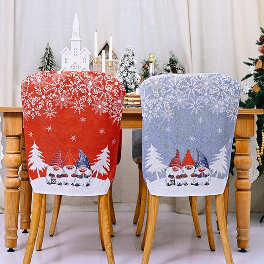 Christmas Cartoon Forest Snowflake Chairs Cover Decorative Supplies(Gray) by bashfashion