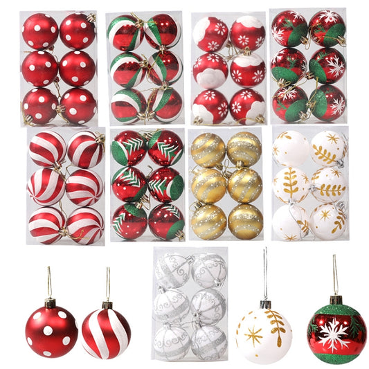 6pcs/pack 6cm Painted Christmas Ball Decoration Props(Rhombus Red Gold) by bashfashion