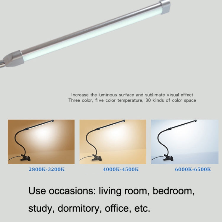 USB Clip Lamp Student Eye Protection LED Dimmable Desk Light(Silver) by bashfashion
