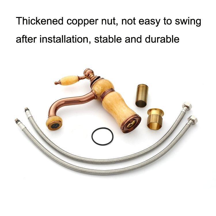 Gold-plated Copper 360-degree Rotating Basin Hot and Cold Water Faucet, Color: Sapphire Zirconium Rose Gold by bashfashion