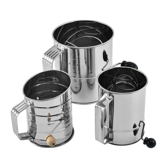 Hand-crank Oblique Flour Sieve Kitchen Baking Tools, Specification: Style Two by bashfashion