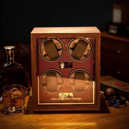 USB Automatic Mechanical Watch Shaker Watch Rotates Places Storage Box, Color: 4 Watches Red by bashfashion