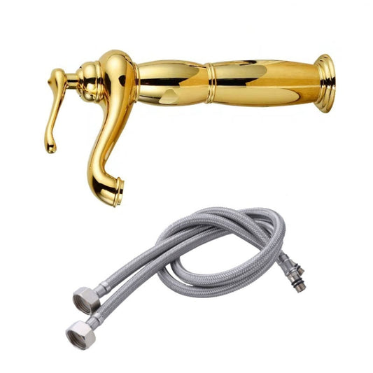 Hot And Cold Mixed Water Basin Imitation Water Faucet, Style: High Model+Water Inlet Pipe by bashfashion
