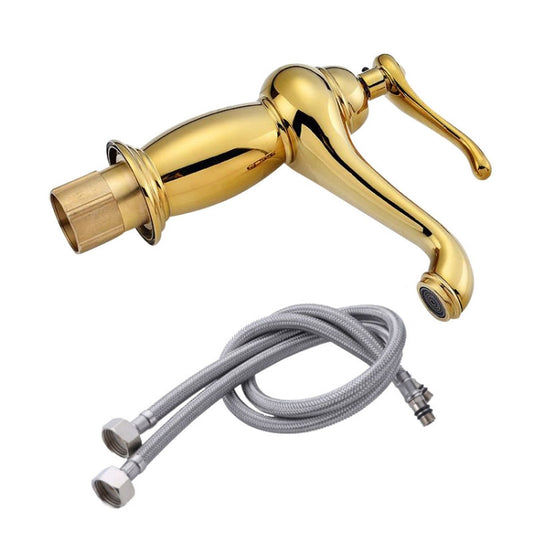 Hot And Cold Mixed Water Basin Imitation Water Faucet, Style: Short Model+Water Inlet Pipe by bashfashion