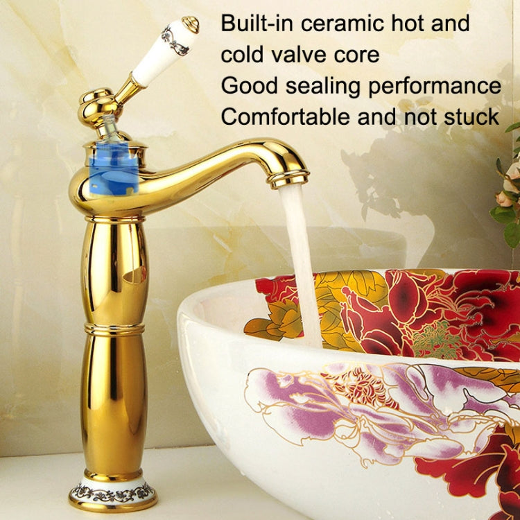 Antique Hot and Cold Bathroom Washbasin Faucet, Style: Short Model+Water Inlet Pipe by bashfashion