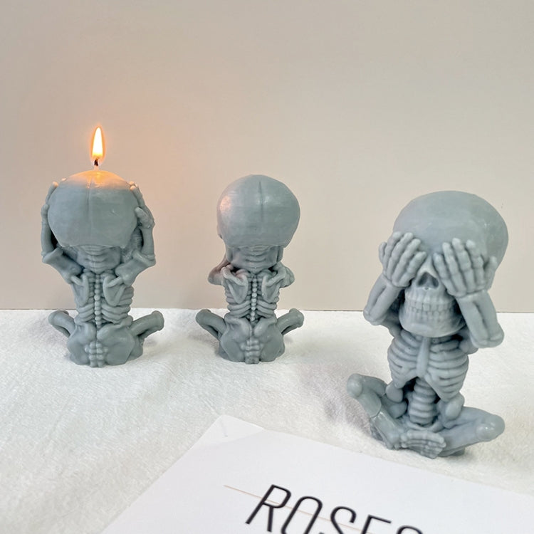Skull Candle Silicone Mould Aromatherapy Ornament Mould(Skeleton Covering Eyes) by bashfashion