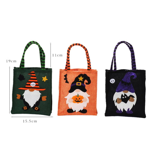 Halloween Cartoon Doll Linen Tote Bags(Black) by bashfashion