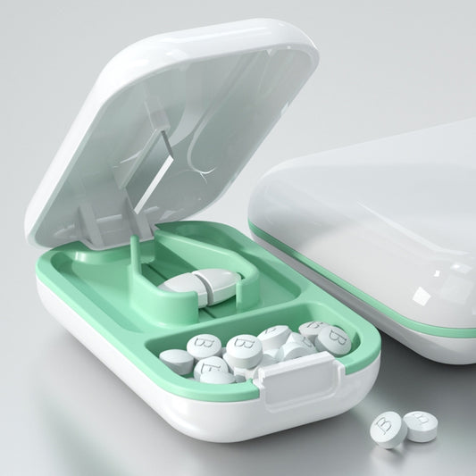 TP-009 Mini Pill Cutting Box Storage Box Dispenser(Green Pine White) by bashfashion