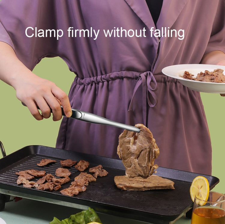 304 Stainless Steel Food Clip with Sawtooth Barbecue Tongs(Red) by bashfashion