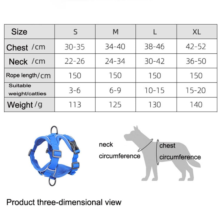 HT-864 Pet Traction Rope Reflective Breathable Dog Chest Strap Vest, Size: L(Lake Blue) by bashfashion
