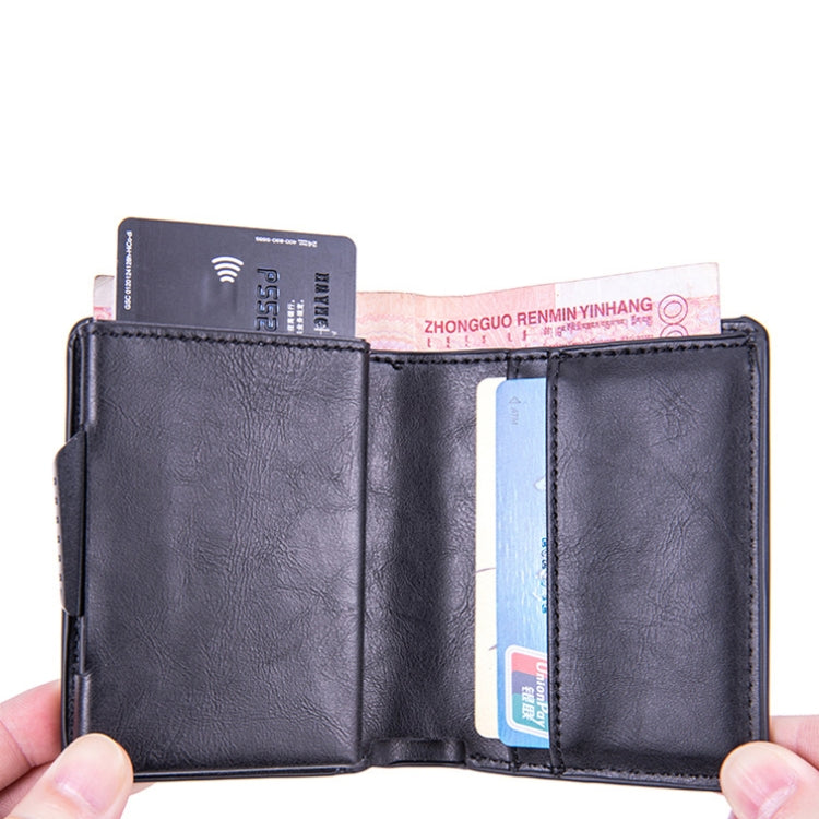 X-80 RFID Anti-theft Brushed Leather Card Holder For AirTag(Coffee) by bashfashion