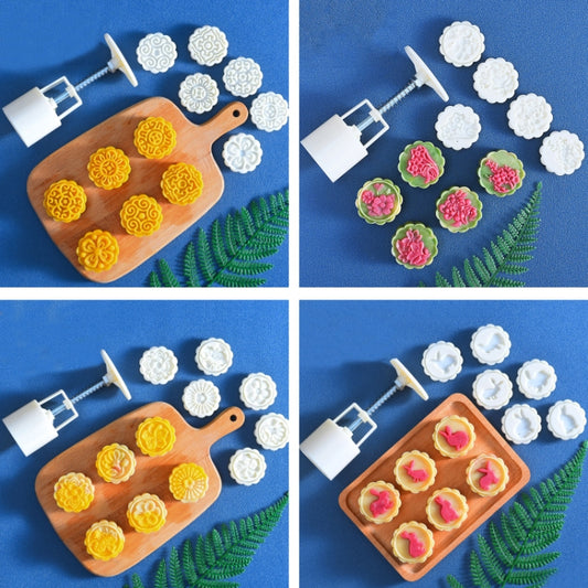 2 PCS Moon Festival Round Hand-Pressed Pastry Mold Baking Tools, Model: 10 by bashfashion