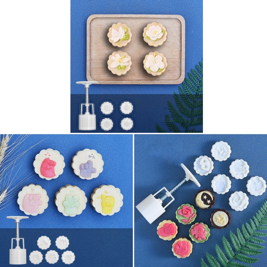 2 PCS Moon Festival Round Hand-Pressed Pastry Mold Baking Tools, Model: 41 by bashfashion