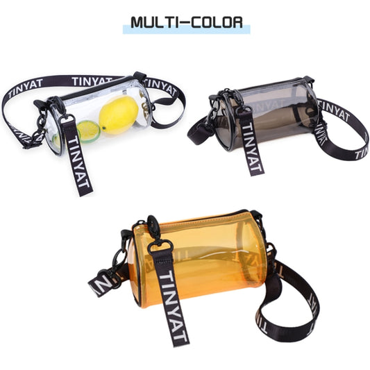 TINYAT T9058 PVC Transparent Jelly Bag Ladies Messenger Bag Mini Cylinder Phone Bag(Black) by bashfashion