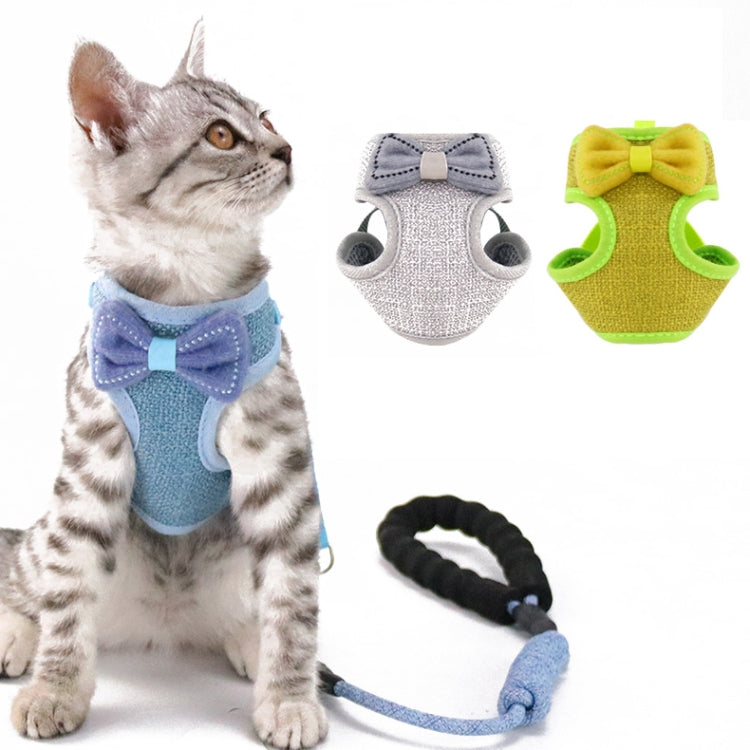 Bow Vest Type Adjustable Cat Leash(Blue) by bashfashion