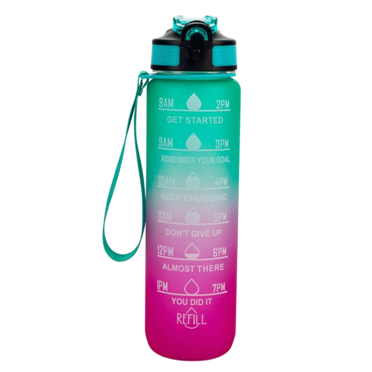 1000ml Gradient Space Cup Sports Bottle Bounce Lid Straw Cup(Orange -green Gradient) by bashfashion