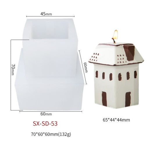 DIY Christmas Candle Aromatherapy Gypsum Silicone Mold, Shape: Snow House 3 by bashfashion