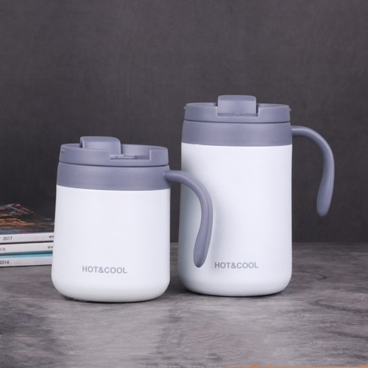 Round Bottom Flip Lid Office Cup Drinking Cup With Handle, Capacity: 350ml(White) by bashfashion