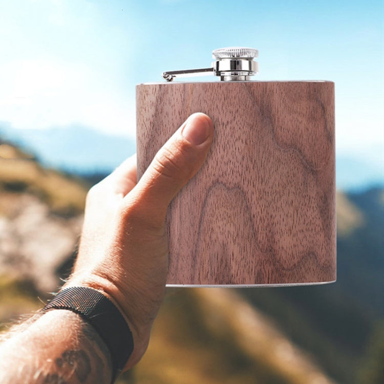 6oz Wood Leather Hip Flask Stainless Steel Whiskey Wine Alcohol Flagon(Style 1) by bashfashion