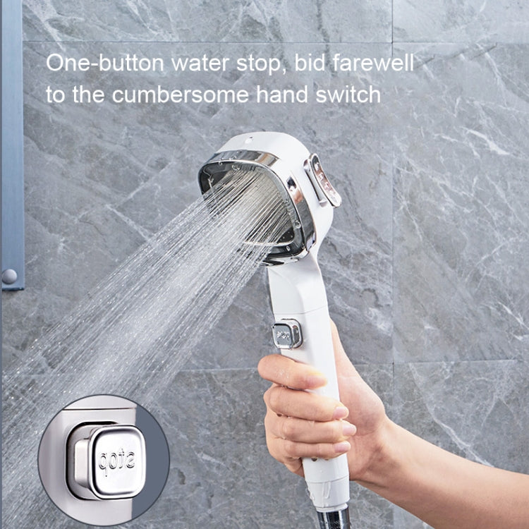 Pressurized Shower Head Four-speed Handheld Shower Set,Style: Navy Blue by bashfashion