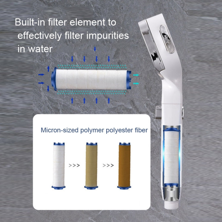 Pressurized Shower Head Four-speed Handheld Shower Set,Style: Electroplating White Filter by bashfashion