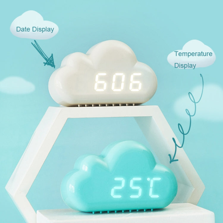 1966 Cute Cloud Shape Voice-activated LED Bedside Alarm Clock(White) by bashfashion