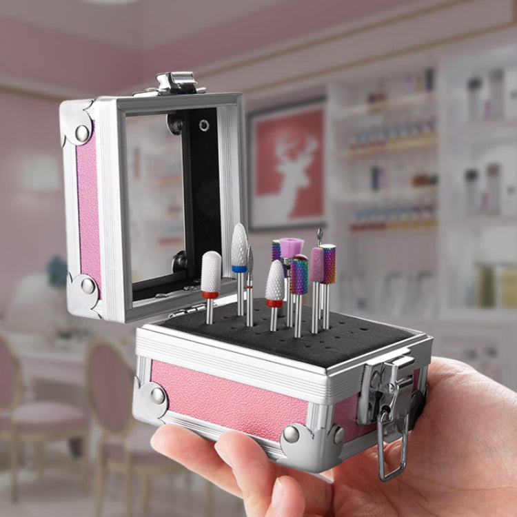 Nail Polishing Head 25 Holes Display Stand Dustproof Storage Box(Pink) by bashfashion