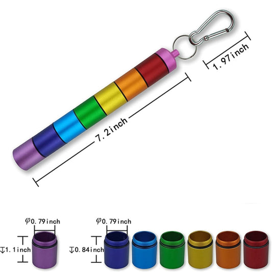 M003 Sealed Waterproof 7 Days Split Aluminum Alloy Metal Pill Box(Colorful) by bashfashion