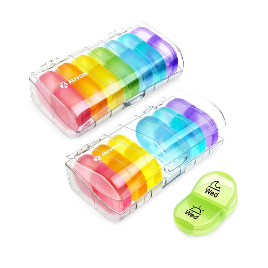 Week 14 Grids Rainbow Portable Plastic Compartment Medicine Box(As Show) by bashfashion