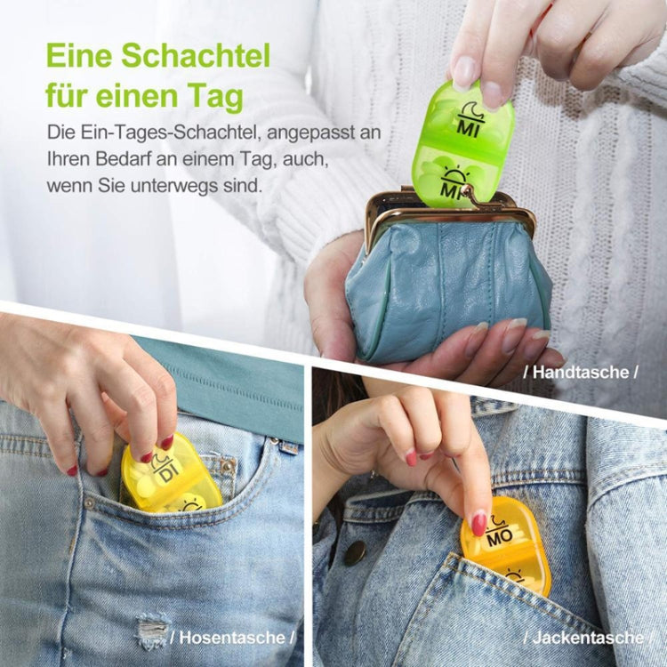 Week 14 Grids Rainbow Portable Plastic Compartment Medicine Box(As Show) by bashfashion